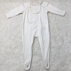 Pili Carrera Baby Girl White Lace Pajama Footsie Onesie Size 6 Months